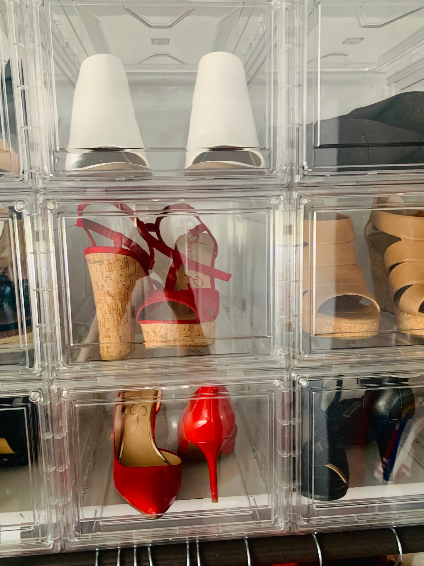 Acrylic shoe box organizer stackable