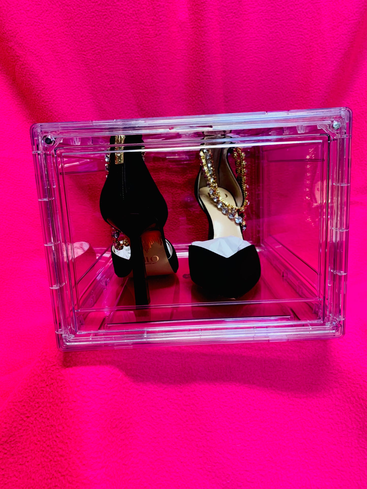 Acrylic shoe box organizer stackable