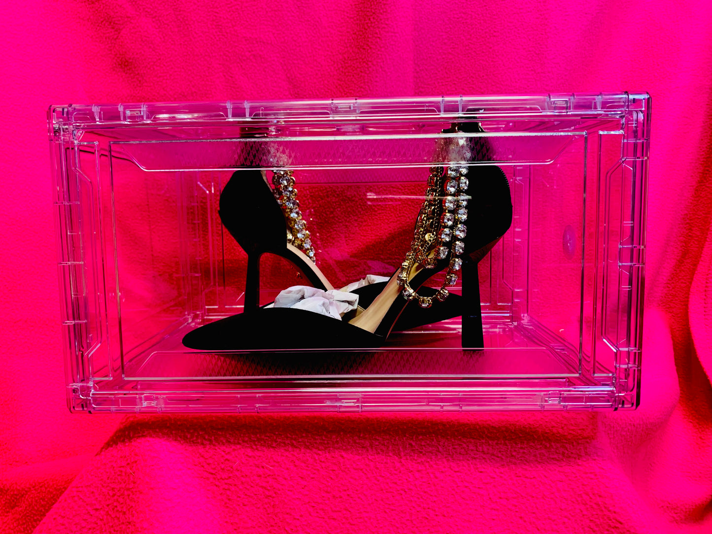 Acrylic shoe box organizer stackable